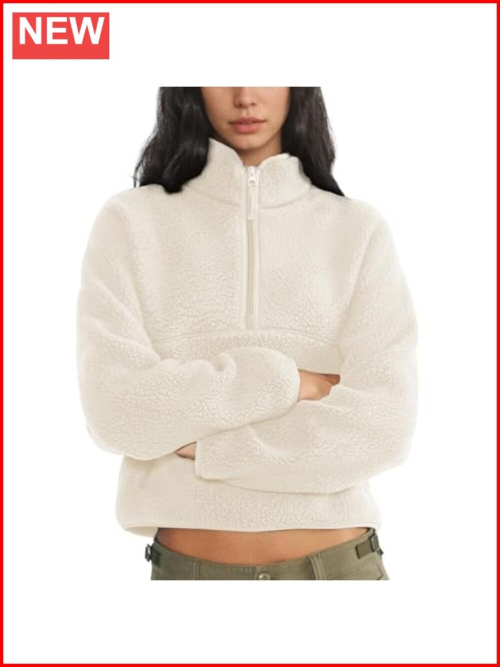 Womens Quarter Zip Fleece Pullover Sherpa Sweatshirt Warm Cozy
